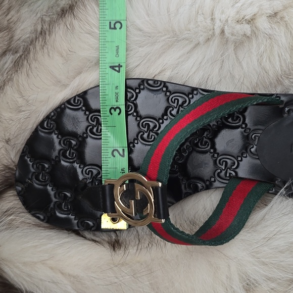 Gucci Interlocking Double G Logo Thong Flip Flap Sandals Guccissima Sz 34 IT - Picture 16 of 17